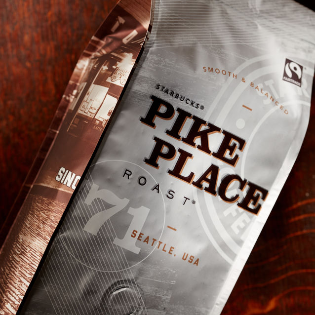 Bao bì loại cà phê rang đặc trưng - Pike place. Ra mắt năm 2008. Nguồn: Starbucks Melody.